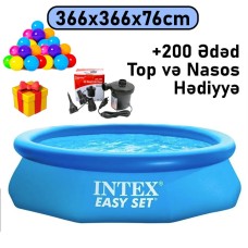 Şişmə hovuz Intex, 366x366x76 sm, 5621 l, dairəvi, mavi - 5621TX28130T200N