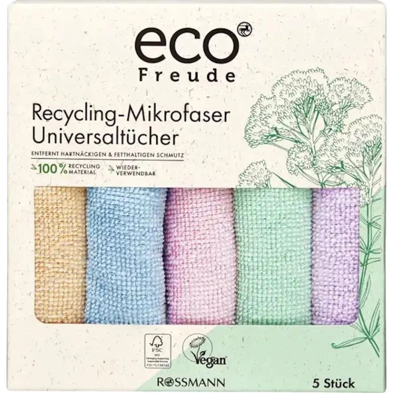 Набор салфеток для уборки Eco Freude, 32x32 см, микрофибра, разноцветный, 5 шт