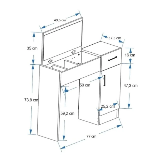 Туалетный столик Art Mebel, ламинат, 120х80х40 см, белый Туалетный столик Art Mebel, ламинат, 120х80х40 см, белый