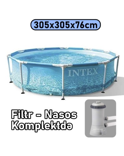 Hovuz Intex 4485TX28208, karkas, həcm 4485 l, mavi, 305x305x76 sm - 4485TX28208