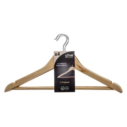 Набор вешалок 5Five 4 шт, 45х22.5 см, дерево, коричневый Набор вешалок 5Five 4 шт, 45х22.5 см, дерево, коричневый