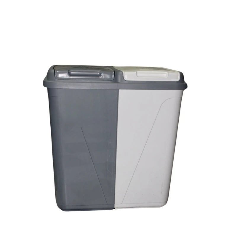 Корзина для белья 002, 28x40x45 см, пластик, белая/серая