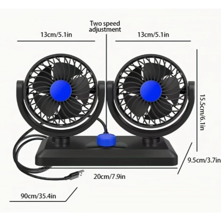 Avtomobil üçün ikili USB ventilyatoru iva357
