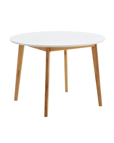 Nahar masası JYSK Jegind, MDF/kauçuk ağacı massivi, qəhvəyi/ağ, diametr 105 sm