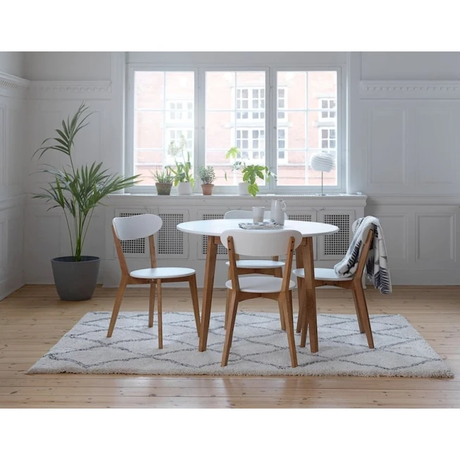 Обеденный стол JYSK Jegind, МДФ/массив каучукового дерева, коричневый/белый, диаметр 105 см Обеденный стол JYSK Jegind, МДФ/массив каучукового дерева, коричневый/белый, диаметр 105 см