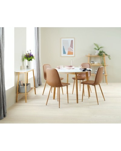 Nahar masası JYSK Jegind, MDF/kauçuk ağacı massivi, qəhvəyi/ağ, diametr 105 sm