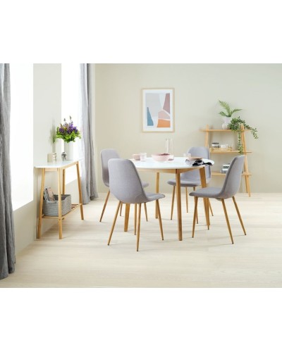 Nahar masası JYSK Jegind, MDF/kauçuk ağacı massivi, qəhvəyi/ağ, diametr 105 sm