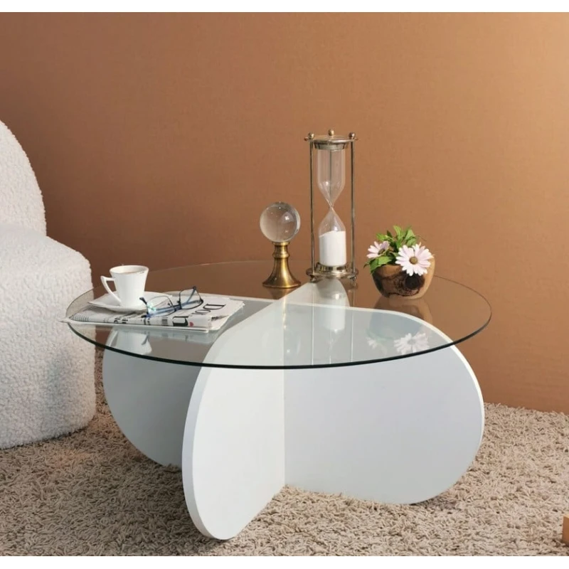 Журнальный стол Art-106, 75x75x35 см, ламинат/стекло, белый