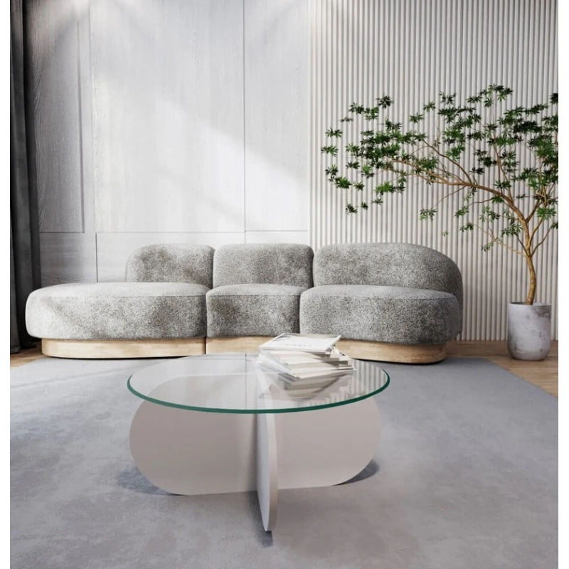 Журнальный стол Art-106, 75x75x35 см, ламинат/стекло, белый