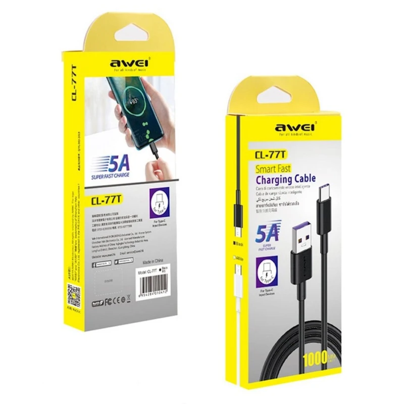 Кабель USB Awei CL-77T Type-C Cable, Черный