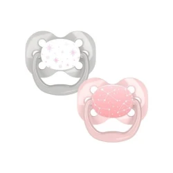 Набор пустышек Dr.Brown's Advantage Розовые звезды, ортодонтические, 0-6 месяцев, силикон, 2 шт, разноцветный.