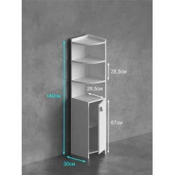 Stellaj 3563_L-M 2StellajUgolRoundDoorVen, 67x30x140 см, ЛДСП, коричневый