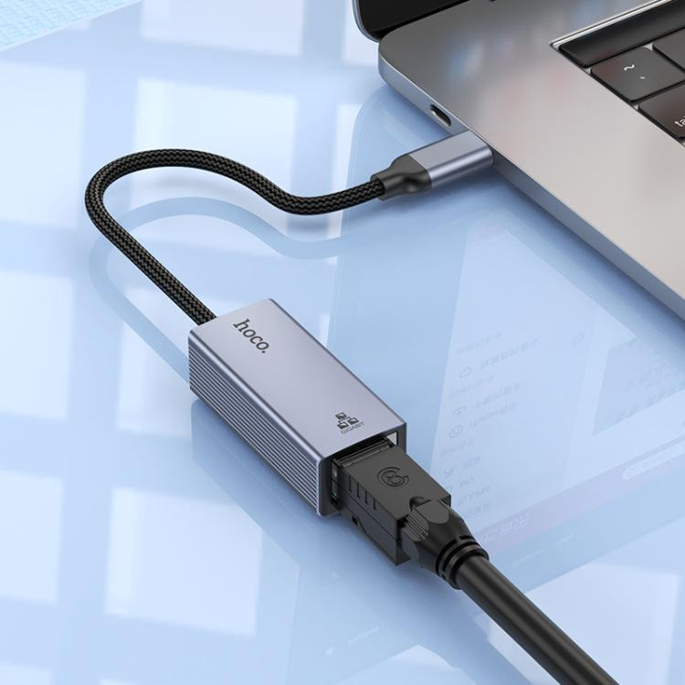 Şəbəkə adapteriHoco USB-C/Type-C to RJ45 Boz