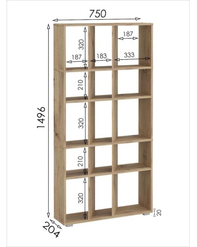 Stellaj 3563_StellajMpolDubVotan, 149.6x75x20.4 sm, LDSP, qəhvəyi