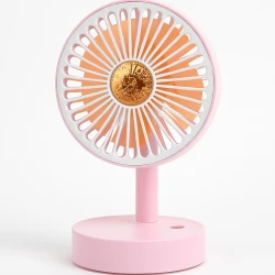 Мини-вентилятор настольный аккумуляторный, бесшумный, портативный, розовый