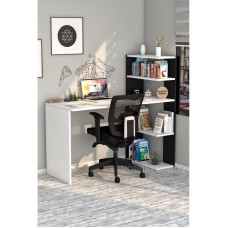Kompüter masası Art Mebel 110, ağ/qara, 120x120x50 sm
