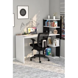 Компьютерный стол Art Mebel 110, белый/черный, 120x120x50 см