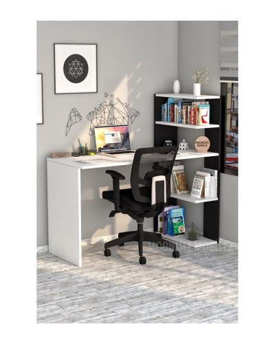 Kompüter masası Art Mebel 110, ağ/qara, 120x120x50 sm