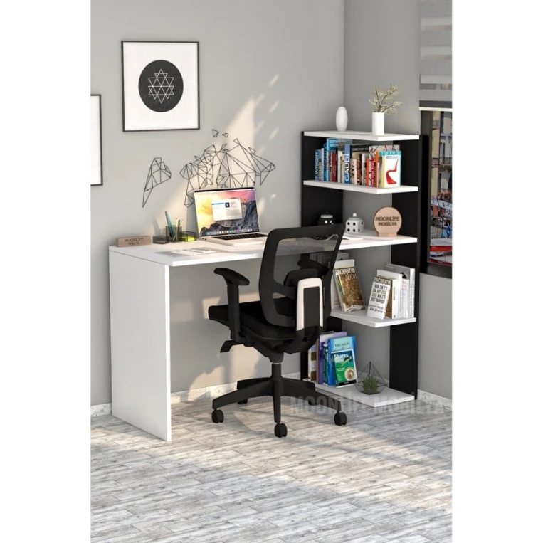 Компьютерный стол Art Mebel 110, белый/черный, 120x120x50 см