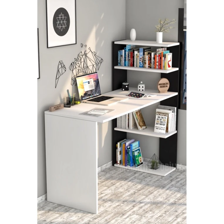 Компьютерный стол Art Mebel 110, белый/черный, 120x120x50 см