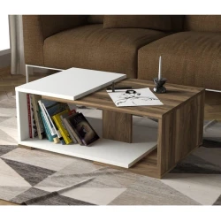 Журнальный стол ev_12116178, ламинат, белый/коричневый, 70x50x35 см