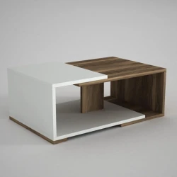 Журнальный стол ev_12116178, ламинат, белый/коричневый, 70x50x35 см