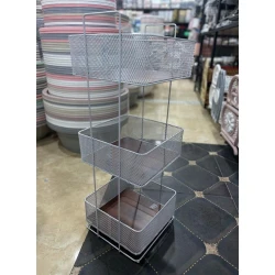 Meyvə və tərəvəz üçün etajerka İQ-TZ-008, 3 rəf, metal, boz