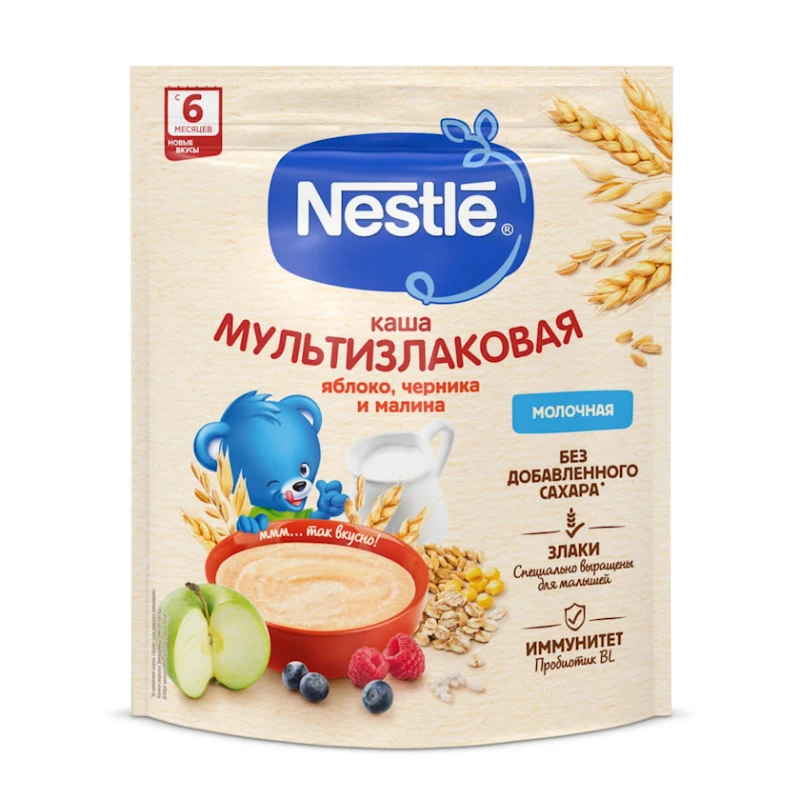 Multitaxıllı sıyıq Nestle, alma/qaragilə/moruq, 6 aydan, 200 q Multitaxıllı sıyıq Nestle, alma/qaragilə/moruq, 6 aydan, 200 q