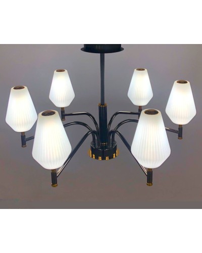 Asma çilçıraq LED 8699-6, qara/qızılı, 6xLED, metal/şüşə - LED 8699-6