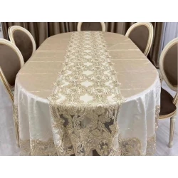 Скатерть Home Tekstil Home-13, велюр, 180х270 см, бежевая, товар в ассортименте