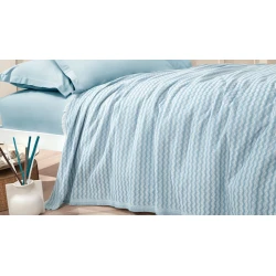 Покрывало пике Yataş Gwen, 160x220 см, односпальный, хлопок/полиэстер, голубой