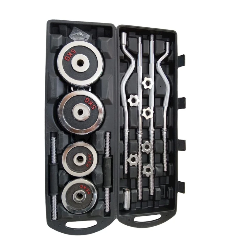 Набор гантели и штанги 252507, серебристый/черный, 33 предмета, 55 кг, 150 см Набор гантели и штанги 252507, серебристый/черный, 33 предмета, 55 кг, 150 см