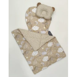 Набор для детской коляски Softcare матрас 78x33 см, одеяло 65x85 см, подушка, бежевый/облако