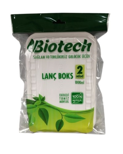 Birdəfəlik lanç qabı Biotech, 1000 ml, 2 əd