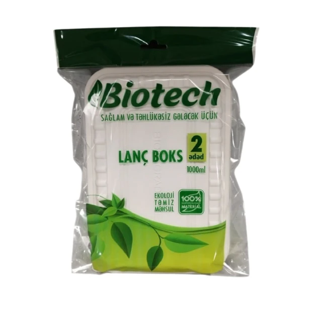 Birdəfəlik lanç qabı Biotech, 1000 ml, 2 əd Birdəfəlik lanç qabı Biotech, 1000 ml, 2 əd