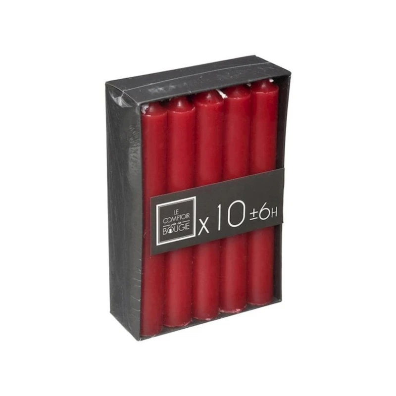 Набор свечей Atmosphera, 10 шт, 16x2.1 см, воск, 6 часов горения, красный Набор свечей Atmosphera, 10 шт, 16x2.1 см, воск, 6 часов горения, красный
