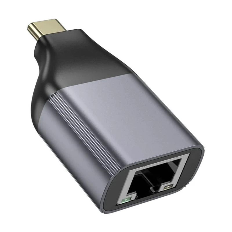Şəbəkə adapteri Hoco UA35 Type-C to RJ45 metal boz