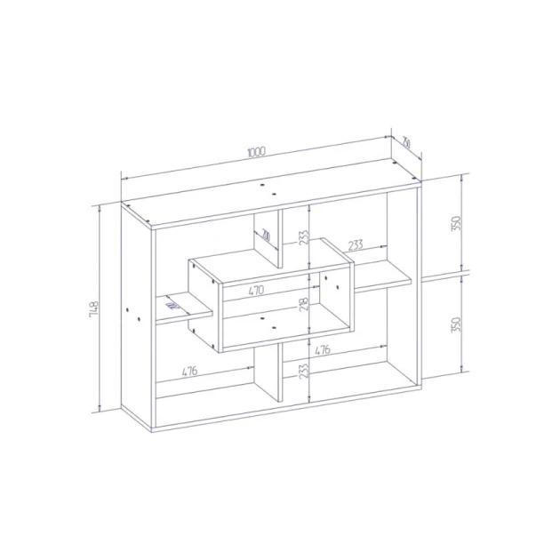 Divar rəfi Art Mebel 29, laminat, 75х100х25 sm, qara/narıncı