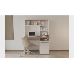 Письменный стол Ev Plus ev_13111207, ЛДСП, белый/бежевый, 1100x1500x500 мм