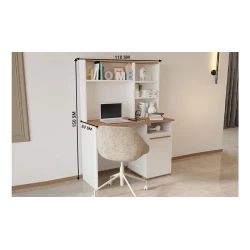 Письменный стол Ev Plus ev_13111207, ЛДСП, белый/бежевый, 1100x1500x500 мм