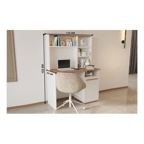 Письменный стол Ev Plus ev_13111207, ЛДСП, белый/бежевый, 1100x1500x500 мм Письменный стол Ev Plus ev_13111207, ЛДСП, белый/бежевый, 1100x1500x500 мм