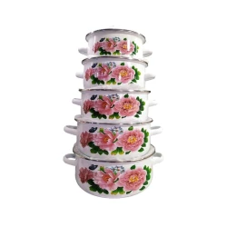 Набор кастрюль Green PC-0086, эмаль, белый, 5 шт