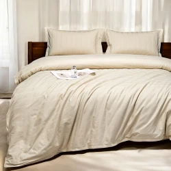 Комплект постельного белья Luxe Cotton 000765, пододеяльник 200x220 см, простыня 240x260 см, наволочка 50х70 см, двуспальный, люкс-сатин, светло-бежевый