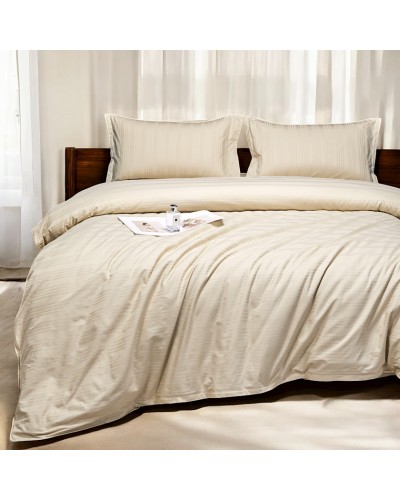 Yataq dəsti Luxe Cotton 000765, yorğan üzü 200x220 sm, mələfə 240x260 sm, yastıq üzü 50х70 sm, ikinəfərlik, lüks-satin, açıq bej