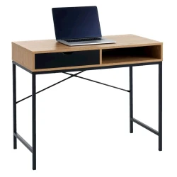 Письменный стол JYSK Trappedal 48x95x76 см, черный/бежевый Письменный стол JYSK Trappedal 48x95x76 см, черный/бежевый