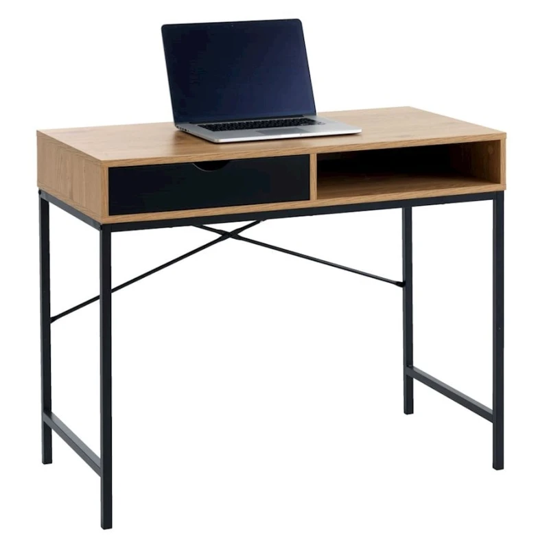 Письменный стол JYSK Trappedal 48x95x76 см, черный/бежевый Письменный стол JYSK Trappedal 48x95x76 см, черный/бежевый