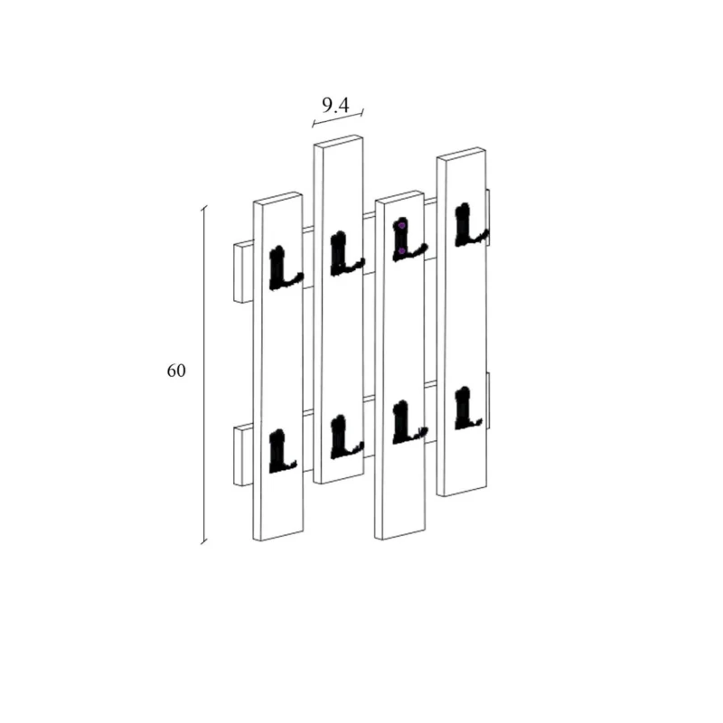 Вешалка настенная Venüs ev_12115501, ЛДСП, белый, 60 см