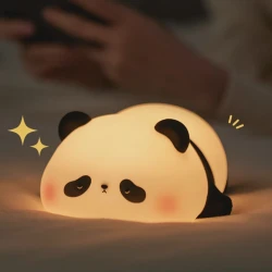Uşaq lampası Kawaii Squishy Panda Lying, silikon, ağ/qara