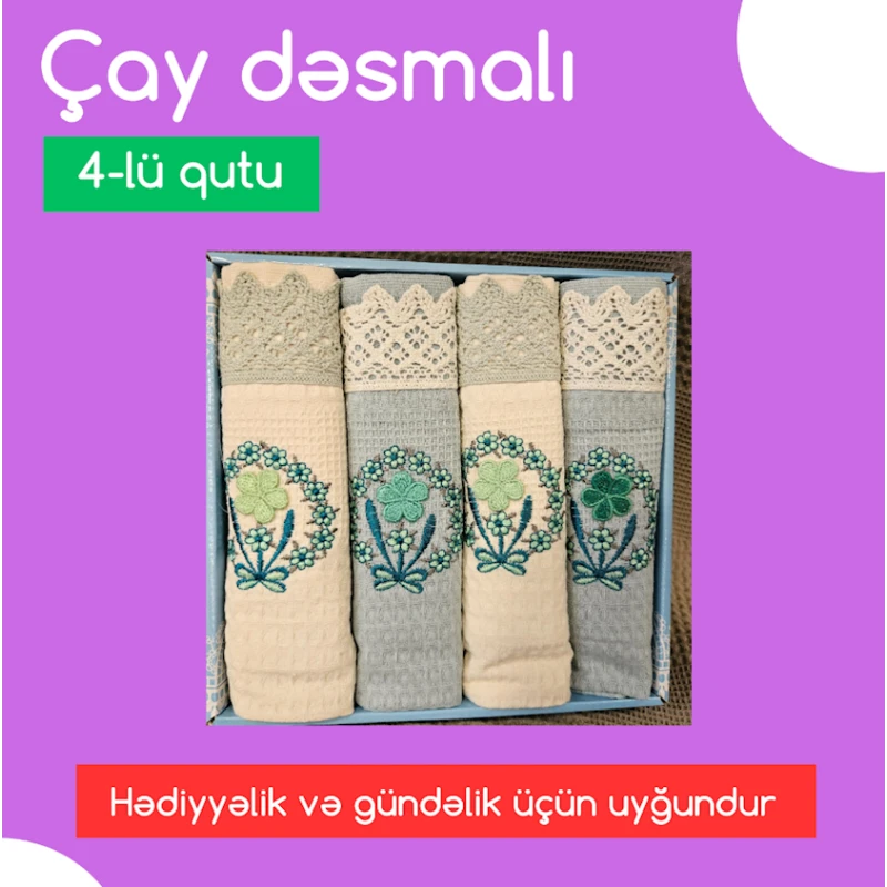 Dəsmal dəsti MiraNova 0058, 40x60 sm, pambıq, rəngbərəng, 4 əd