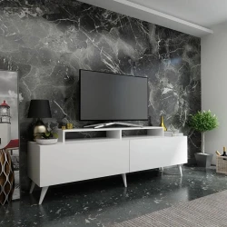 Тумба под ТВ Ev Plus 12115855, ЛДСП, белый, 180x35x56 см